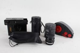 Lenses and accessories, to include a Tokina f/f 80-200mm lens, Olympus Zuiko f/4 75-100mm lens,