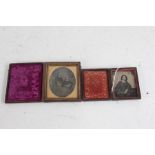 Two 19th Century ambrotypes, depicting two seated youthful ladies, with gilt brooch highlights,