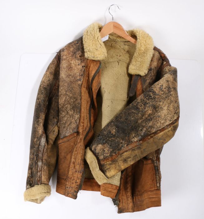 Second World War very well worn Royal Air Force Irving Flying jacket, leather, with sheepskin liner,