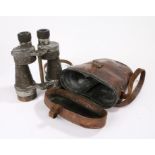 Second World War British 7 x 50 military binoculars, 'Binos Prism No 5' to one side of casing,