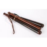 20th century British Police truncheon, marked to 'Hiatt & Co. Birmingham, with leather retention