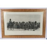 Framed print, 'The Roll Call, Crimea 1854-5' after the original by Lady Butler, the painting depicts