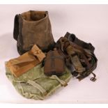 Selection of British 1937 Pattern equipment, belt, 2 x cross straps, large pack, small pack/
