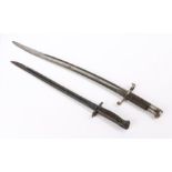 British 1860 Yataghan Sword Bayonet, no markings visible, scabbard absent, together with a British