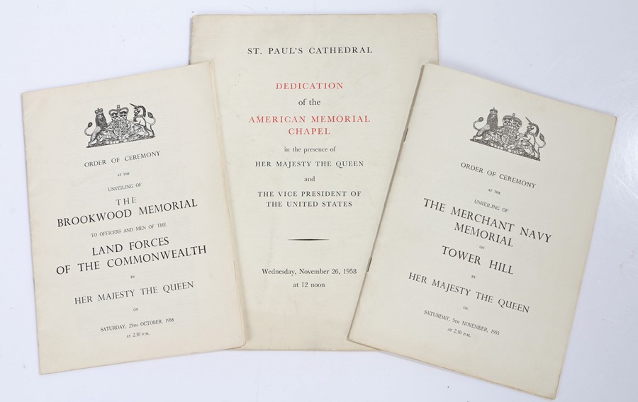 Three Order of Ceremony booklets belonging to a Merchant Navy veteran, Order of Ceremony at the