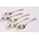 Five Elizabeth II silver teaspoons, Sheffield 1967, maker Mappin & Webb, the handles with vacant