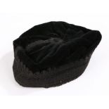 Greek cap, with a wide stitched edge on black velvet. Provenance; From the Marietta Pallis Greek