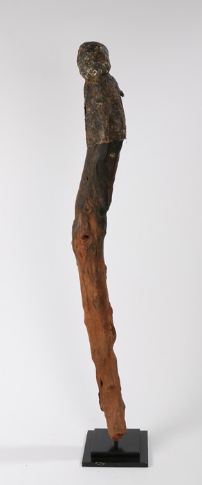 Benin Fon Protection post, early 20th Century, the post with covered cloth top forming a head