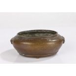 Chinese bronze censer, Six Character Ming Dynasty mark (1368-1644) but probably later, the squat