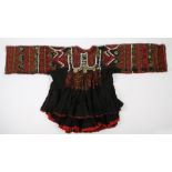 Pakistan Kohistani dress, the front finely decorated with mother of pearl buttons, needlework and