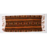 Bogolan mud cloth fabric, Mali, cotton weave, dyed with earthen pigments (mud dye) with orange,