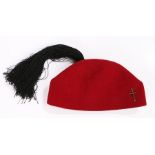 Greek fez-fesi, with long black tassels and red cap with a gilt thread cross. Provenance; From the