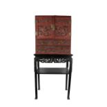 Chinese Qing Dynasty Cinnabar Lacquer cabinet, (1644-1912) the cabinet with all over carved