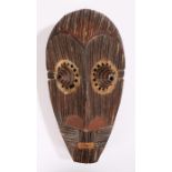 Burkina Faso Bwa mask, the body with stylised features and protruding eyes, decorated with incised