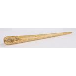 George III whale bone fid, circa 1800, with a tapering body to the point, 39cm long