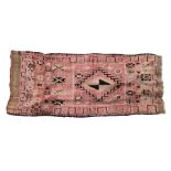 Moroccan Beni Ourain rug, Boujad area, the pink ground with a central medallion with two brown