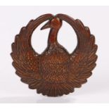 Japanese wood netsuke, Meiji period, the netsuke of carved wood in the form of a Crane circle