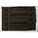 Bogolan mud cloth fabric, Mali, cotton weave, dyed with earthen pigments (mud dye) with white motifs