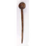 South African Zulu Knobkerrie, the rounded club head above the cylindrical staff, 55cm long