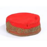 Montenegrin kapa (cap), with a gilt thread scroll edge and red velvet top. Provenance; From the