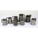 Eight 19th century and later pewter tankards, to include two pint and six half pint tankards (8)