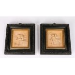 Pair of 19th Century Classical resin pictures, housed in gilt and ebonised frames, the frame 18cm