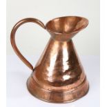 Victorian Large copper jug, with spot hammered effect and swan neck handle