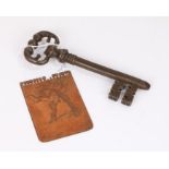Early 20th Century corkscrew, in the form of a key, the crown top barrel unscrewing to reveal a
