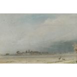 Arthur Goodwin (1845-1932) A village across an estuary, signed and dated 1914, 44cm x 29cm