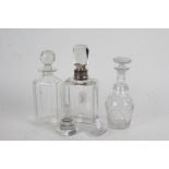 George V silver mounted glass decanter, Birmingham 1911, maker Hukin & Heath Ltd. with prismatic