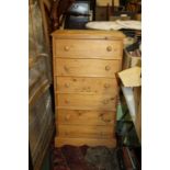 Stripped pine chest, fitted six drawers, 60cm wide x 107cm high x 36cm deep