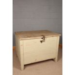 19th Century painted pine chest, the rectangular top above painted sides, 108cm wide, 76cm deep,