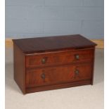 Reproduction mahogany chest fitted single drawer above a drop front compartment, 88cm wide