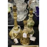 Two brass reading lamps, onyx reading lamp (3)