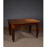 Edwardian mahogany table, with a rectangular top above turned legs, alterations, 120cm long x 76cm