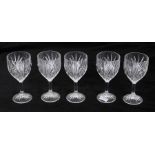 Five 20th Century heavy wine glasses, 18cm high (5)