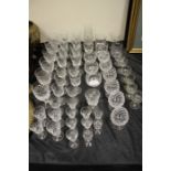 Quantity of cut and other table glassware, to include wine, brandy and sherry glasses (qty)