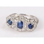 Sapphire and diamond set ring, with an estimated total of 1.38 carats of sapphires and an