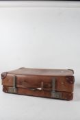 Revelation brown leather mounted suitcase, 62cm wide