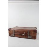 Revelation brown leather mounted suitcase, 62cm wide