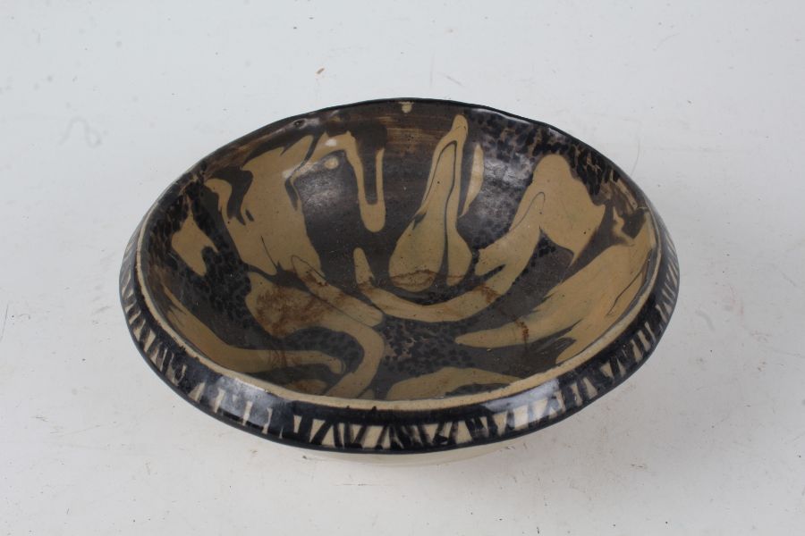 Christine Coulson, slipware bowl, signed and dated 1962 to base, 20cm diameter