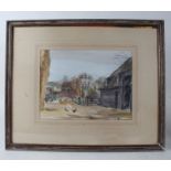 Beryl Pickering (20th Century) Farmyard, Ickleton, watercolour, housed in a glazed frame, the