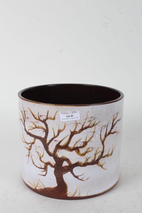 West German Planter depicting a wintered tree, 19cm tall 22.5cm diameter