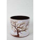 West German Planter depicting a wintered tree, 19cm tall 22.5cm diameter