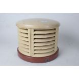 HMV Art Deco heater, of part rounded vented form, centred with a light bulb - sold as collectors