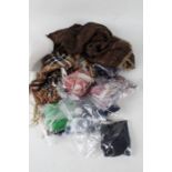 Extensive collection of scarves and hats, to include Viyella Wool Challis blanket scarf, Vakko,