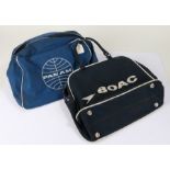 Pan Am advertising travel bag, in blue, and a BOAC bag (2)