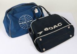 Pan Am advertising travel bag, in blue, and a BOAC bag (2)