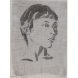 Sigmund Pollitzer (British, 1913-1982) Head of a boy, signed and dated 68, pen and wash, 41cm x 56cm