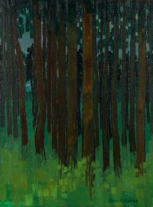 Peter David Polaine (b1937) Forest, signed oil on canvas, 34cm x 45cm